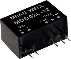 Przetwornice MEANWELL DC/DC Seria MDD02 SIP/SIL7 Obudowa Podwójne wyjście Stosunek napięcia wejściowego: 1:1 Moc: 2W nieregulowane Medyczne Moduł przetwornicy DC/DC Mean Well MDD02M-12 MDD02M-12, 2 W, 83 mA, 1 szt.