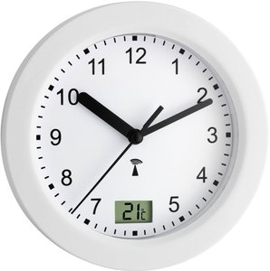 TFA Dostmann 60.3501 Sterowany radiowo Zegar ścienny 17.5 cm x 5.5 cm biały odpowiedni do wilgotnych pomieszczeń