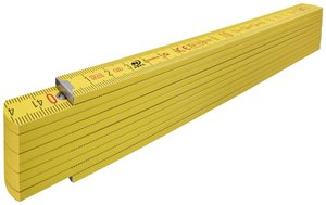 Linijka STABILA typ 407, 2 m, żółta, podziałka metryczna, funkcja kąta, miara metra wykonana z drewna z certyfikatem PEFC, przeguby z blachy stalowej ze zintegrowaną stalową sprężyną Przymiar liniowy Stabila Holz-Gliedermaßstab Type 400 14556