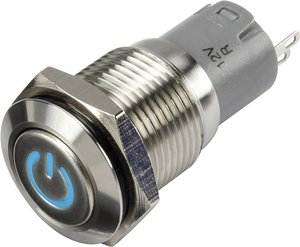 Przełącznik wciskany TRU COMPONENTS LAS2GQF-11ZDT/B/12V/S/P 1303018, 16 mm, 48 V/DC, 2 A, 1 szt.