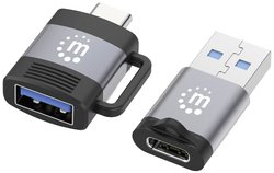 adapter USB Manhattan USB-C - USB-A-Adapter & USB-A - USB-C-Adapter 5 Gbit/s 3 A 356329, [2x złącze żeńskie USB-A 3.2 Gen 1 (USB 3.0), złącze żeńskie USB-C 3.2 Gen 1 (USB 3.0) - 2x złącze męskie USB-C 3.2 (USB 3.0), złącze męskie USB-A 3.2 (USB 3.0)]