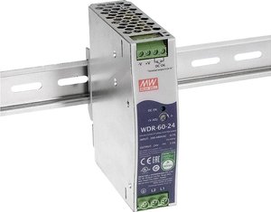 Zasilacze impulsowe MEANWELL seria WDR-60 na szynę DIN pojedyncze wyjście 2-fazowe moc: 60 W. Zasilacz na szynę DIN Mean Well WDR-60-5 WDR-60-5  5 V/DC 10 A 50 W Ilość wyjść:1 x