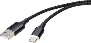 Kabel USB Renkforce RF-4746076, USB 2.0, Złącze męskie USB-A, Złącze męskie USB-C®, 1.00 m