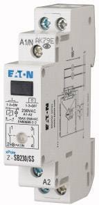 Przełącznik zatrzaskowy +LED, 230AC, 2NO, 16A, 50Hz, 1TE Eaton 265301 Przełącznik przepięciowy Z-SB230/SS, 16 A