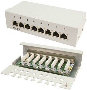8-portowa skrzynka krosowa LOGILINK CAT 6 szara Patchbox LogiLink NP0016A, 8 Portów, 1 U