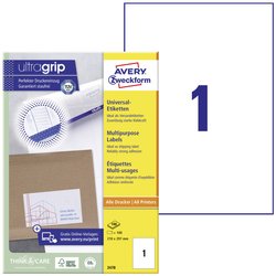 Avery-Zweckform 3478 Etykieta uniwersalna 210 x 297 mm Papier biały 100 szt. Trwały Drukarka atramentowa, Drukarka Laserowa, Drukarka Laserowa, kolorowa, Kopiarka, Drukarka z funkcją kopiowania w kolorze, Drukarka etykiet