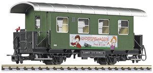 Wagon osobowy Liliput L344386 H0e 2-osiowy. Wagon osobowy 916, „Samochód do zabawy dla dzieci” kolei Waldviertel