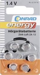 Ogniwo guzikowe Conrad energy  cynkowo-powietrzne 280 mAh 1.4 V 6 szt.