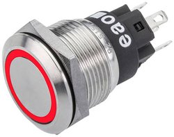 EAO 82-5151.1114 Seria 82 Podświetlany przycisk Mom 19mm Czerwony 24V Końcówka do lutowania Przycisk eao 82-5151.1114, 19.10 mm, 1 szt.