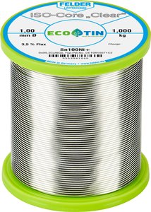 Cyna lutownicza Felder Löttechnik ISO-Core ''Clear'' Sn100Ni+ szpula Sn99,25Cu0,7Ni0,05  1.000 kg 1 mm