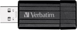 Pendrive USB 2.0 Verbatim Pin Stripe, 16 GB, czarny, 10 MB/s / 4 MB/s