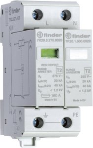 Ochronnik przeciwprzepięciowy 1-fazowy + łącza radiowego Finder 7P.22.8.275.1020 Ochronnik przeciwprzepięciowy