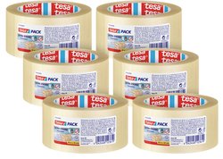 tesapack Ultra Strong w paczce po 6 - Taśmy samoprzylepne z PVC do mocnego pakowania i bezpiecznego wiązania - Przezroczyste - 6 rolek po 66 m każda Taśma pakowa tesa  57176 ULTRA STRONG (D x S) 66 m x 50 mm 66 m 6 szt.