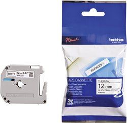 Taśma do nadruku Brother MK231BZ, 12 mm x 8 m, Kolor taśmy: biały / Kolor nadruku: czarny