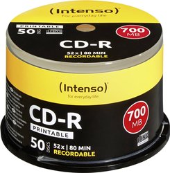 Okrągłe opakowanie TDK CD R80 700 MB 52x 50 SZT. PRINT CD-R 80 Intenso 1801125 50 szt.