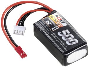 Zestaw baterii modelarskich Reely (LiPo) 11,1 V 500 mAh ilość ogniw: 3 25 C miękki futerał BEC Pakiet akumulatorów (LiPo) 11.1 V 500 mAh 25 C Reely Softcase BEC