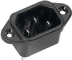 złącze męskie do wbudowania pionowego C14 2 + PE  10 A czarny K & B 42R024212 1 szt.