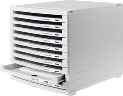 HAN 1510-0-11, Skrzynka z szufladami CONTUR, nowoczesny system organizacyjny, możliwość rozbudowy, jakość Premium do profesjonalnego organizacji z 10 otwartymi szufladami, jasnoszary Szafka z szufladami HAN 1510-0-11 szary błyszczący DIN A4, DIN B4, DIN C