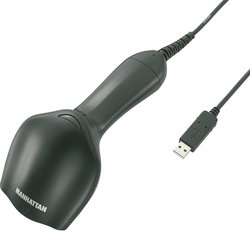 Skaner kodów kreskowych Manhattan 460835, połączenie USB, LED, 1D, czarny
