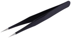 Pęseta ESD stal nierdzewna powlekana 123 x 10 mm cienka końcówka 0,5 mm EN 61340-5-1 Pęseta Quadrios ESD 23EC151