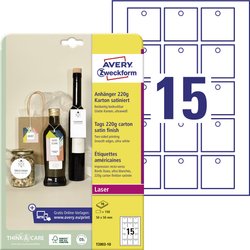 Avery-Zweckform T2003-10 Etykiety na przyczepy 50 x 50 mm Karton biały 150 szt. Nie klejony Drukarka Laserowa, kolorowa, Drukarka Laserowa
