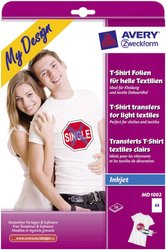 Avery-Zweckform My Design T-Shirt MD1002 Folia do drukarek atramentowych, do tekstu DIN A4 do tkanin jasnych, Zoptymalizowany do drukarek atramentowych 10 ark.