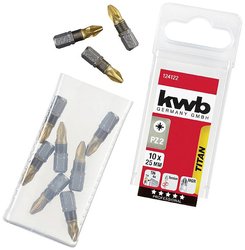 bity tytanowe kwb – zestaw bitów PZ 2 po 10 szt. 25 mm Bit krzyżakowy PZ 2 kwb 124122 tytan 10 szt.