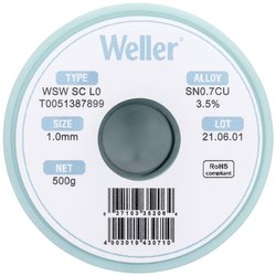 Cyna lutownicza bezołowiowa Weller WSW SC L0 szpula Sn0,7Cu  500 g 1 mm