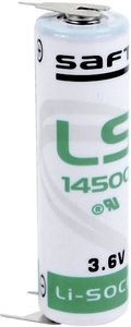 Bateria AA Saft LS145003PFRP, 3.6 V, 2600 mAh, litowe, U-piny do lutowania, 1 szt.