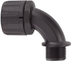 Dławica wężowa kątowa HellermannTyton HelaGuard HG16-90-M16, O 11,8 mm, czarna