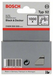 Zszywki z płaskiego drutu typ 52, 12,3 x 1,25 x 8 mm Bosch Accessories 2609200205, N/A, Wymiary (D x S) 8 mm x 12.3 mm, 1000 szt.