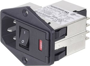 Filtr sieciowy TE Connectivity PE0SXDSXA=C2228 1-6609929-4, 250 V/AC, 10 A