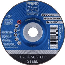 PFERD 62208626 E 76-6 SG STEEL/10,0 Tarcza tnąca wygięta Średnica 76 mm Średnica otworu 10 mm stal 10 szt.