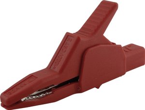 Zacisk krokodylkowy SKS Hirschmann AK 2 B 2540 I, CAT II / 1000V, 34 A, 4 mm, czerwony