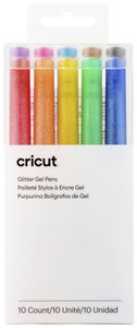 Cricut Glitzer Gel 0,8mm, 10er Zestaw długopisów  niebieski, żółty, pomarańczowy, zielony, czerwony, czarny, brązowy, jasnoniebieski, różowy, liliowy