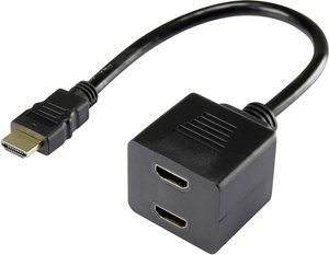 Rozdzielacz, adapter Y HDMI Renkforce RF-4212177, [1x złącze męskie HDMI - 2x złącze żeńskie HDMI], pozłacane styki