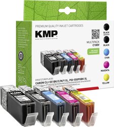 Wkłady atramentowe KMP kombi-Pack C100V czarny, foto czarny, cyjan, magenta, żółty Tusz KMP C100V
