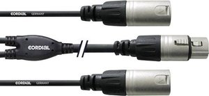 Przejściówka Cordial CFY0.3FMM [2x złącze męskie XLR - 1x złącze żeńskie XLR] 30.00 cm