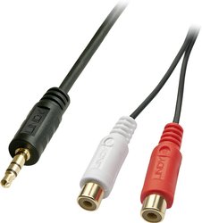 LINDY 35678  Jack / Cinch Audio Przejściówka, adapter [1x złącze męskie jack 3,5 mm - 2x złącze żeńskie RCA/cinch] czarny