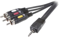 Kabel Jack / Cinch kompozytowy SpeaKa Professional [1x złącze męskie jack 3,5 mm - 3x złącze męskie RCA/cinch] 2.00 m czarny