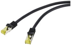Kabel krosowy LAN Renkforce RF-4995162, 1 szt., RJ45, CAT 6a (CAT 7), S/FTP, 3.00 m, czarny