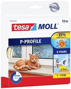 uszczelka gumowa tesamoll® profil P - do szczelin od 2 do 5 mm, trwała, szybki montaż (samoprzylepna) Taśma uszczelniająca tesa tesamoll® 05395-00100-00, (D x S) 10 m x 9 mm, 10 m, 1 szt.