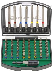 Zestaw bitów 56 sztuk. Zestaw bitów z magnetycznym uchwytem na bity 1/4&quot,, bity TORX, sześciokątne i Phillips (PH, PZ), do wkrętarek akumulatorowych i kluczy udarowych Bity Stahlwille 1206 96080156 1 zest.