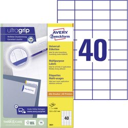 Avery-Zweckform 3651 Etykieta uniwersalna 52.5 x 29.7 mm Papier biały 4000 szt. Trwały Drukarka atramentowa, Drukarka Laserowa, Drukarka Laserowa, kolorowa, Kopiarka, Drukarka z funkcją kopiowania w kolorze, Drukarka etykiet