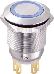 Przełącznik wciskany, wandaloodporny TRU COMPONENTS LAS1-GQ-11E/B/12V TC-8904668, 19 mm, 250 V/AC, 3 A, 1 szt.