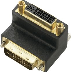 Przejściówka, adapter kątowy DVI Renkforce RF-2959686, [1x złącze męskie DVI 24+5-pin - 1x złącze żeńskie DVI 29-pin]