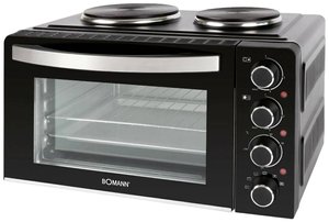 KK 6059 CB czarna mała kuchnia z 2 palnikami Robot kuchenny Bomann 660591