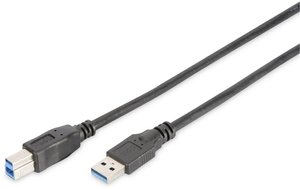 Kabel USB Digitus DB-300115-018-S, USB 3.2 Gen1 (USB 3.0), Złącze męskie USB-A, Złącze męskie USB-B, 1.80 m