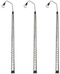 Oświetlenie łukowe masztowe LED H0, ciepła biel, 3 sztuki Lampa uliczna metalowa H0 Faller 180117 3 szt.
