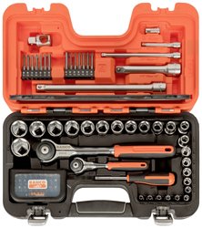 Zestaw grzechotek z obrotową głowicą 1/4&quot, i 1/2&quot,, 79 części, w twardej walizce Nasadka udarowa zestaw Bahco  SW79